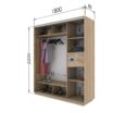 Skapis ar 2 bīdāmām durvīm un spoguli 180/220/60 cm,"satīns+melns mat."+2 atvilktnes - Image 2