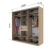 Skapis ar 3 bīdāmām durvīm un spoguli 220/240/60 cm, "trifele+melns mat."+2 atvilktnes - Image 2