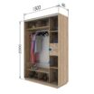 Skapis ar 2 bīdāmām durvīm 150/220/60 cm "sonoma"+2 atvilktnes - Image 3