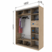 Skapis ar 2 bīdāmām durvīm un spoguli 180/240/60 cm, "white craft oak"+2 atvilktnes - Image 4