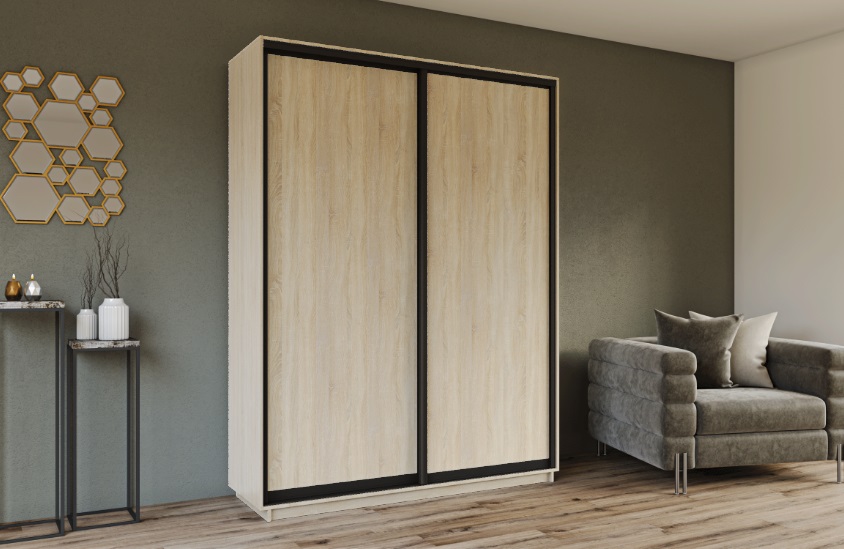 skapis 2d sonoma modena Skapis ar 2 bīdāmām durvīm 160/240/60 cm "sonoma+modena"+2 atvilktnes - Image 1