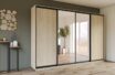 Skapis ar 4 bīdāmām durvīm un spoguli 280/240/60 cm,"sonoma+modena"+2 atvilktnes
