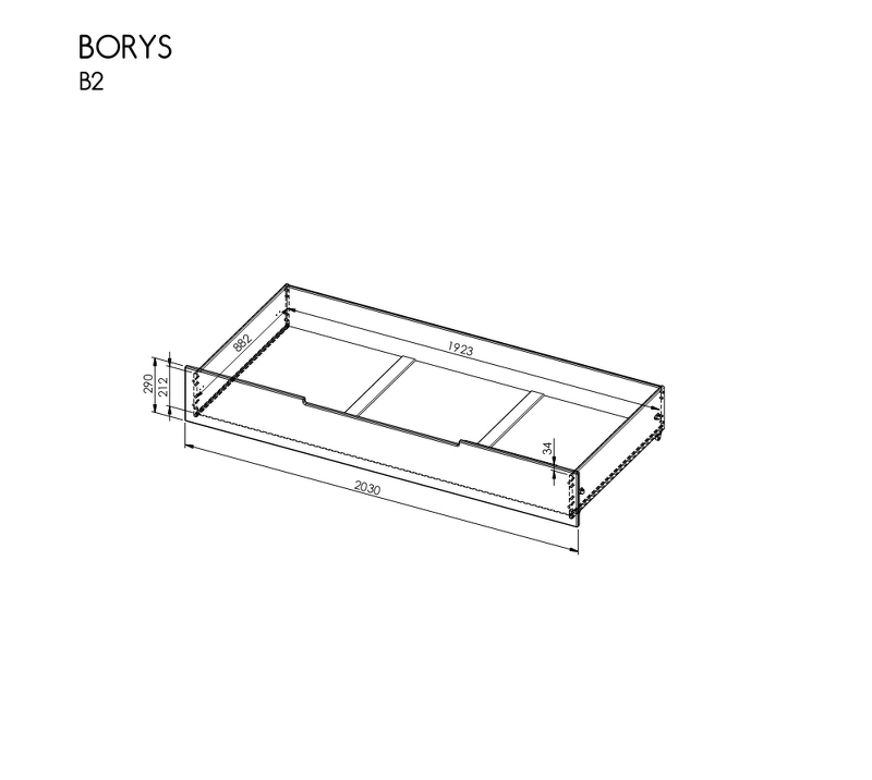 183733_szuflada-borys-b2-kolor-korpusu-sosna-na-antracyt Atvilktne “BORYS B2” – Korpusa krāsa: anthracīta - Image 1