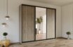 Skapis ar 3 bīdāmām durvīm un spoguli 220/240/60 cm, "trifele+melns mat."+2 atvilktnes