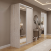Skapis ar 2 bīdāmām durvīm un spoguli 180/240/60 cm, "white craft oak"+2 atvilktnes - Image 2