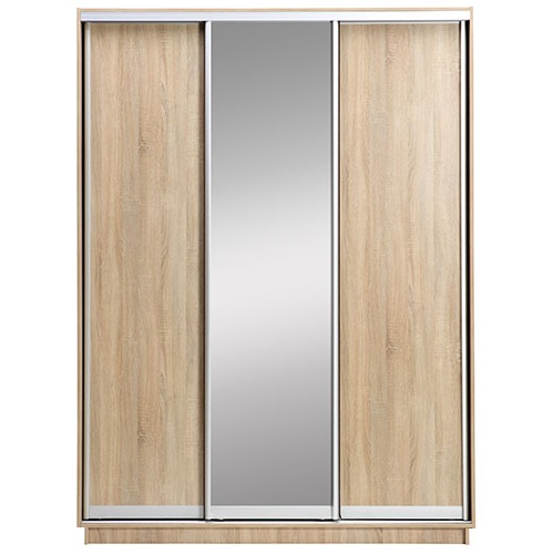 Skapis ar 3 bīdāmām durvīm un spoguli 220/240/60 cm "sonoma"+2 atv.