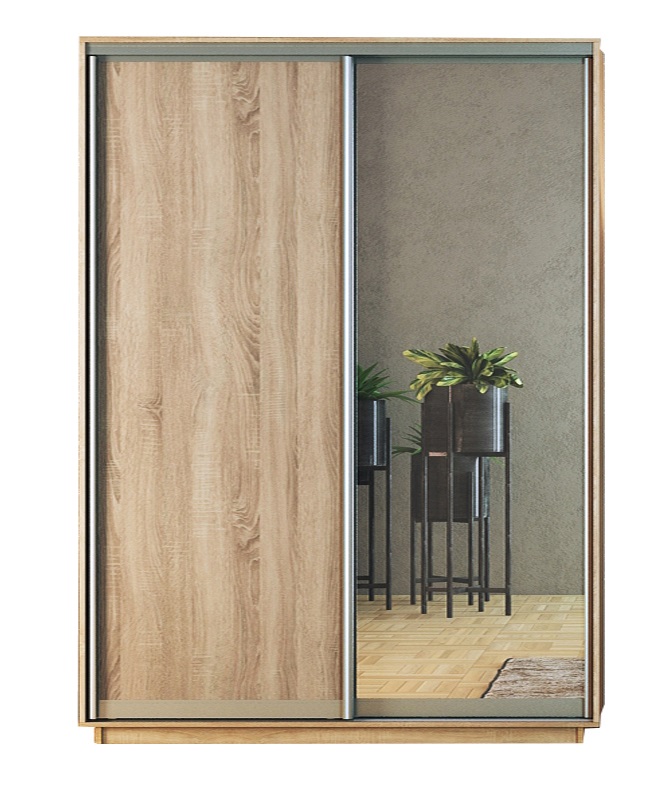 Skapis ar 2 bīdāmām durvīm un spoguli 150/240/60 cm "sonoma"+2 atv.