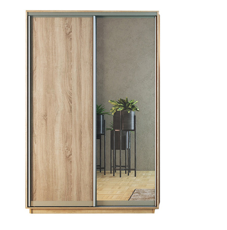 Skapis ar 2 bīdāmām durvīm un spoguli 120/220/60 cm "sonoma"+2 atv.