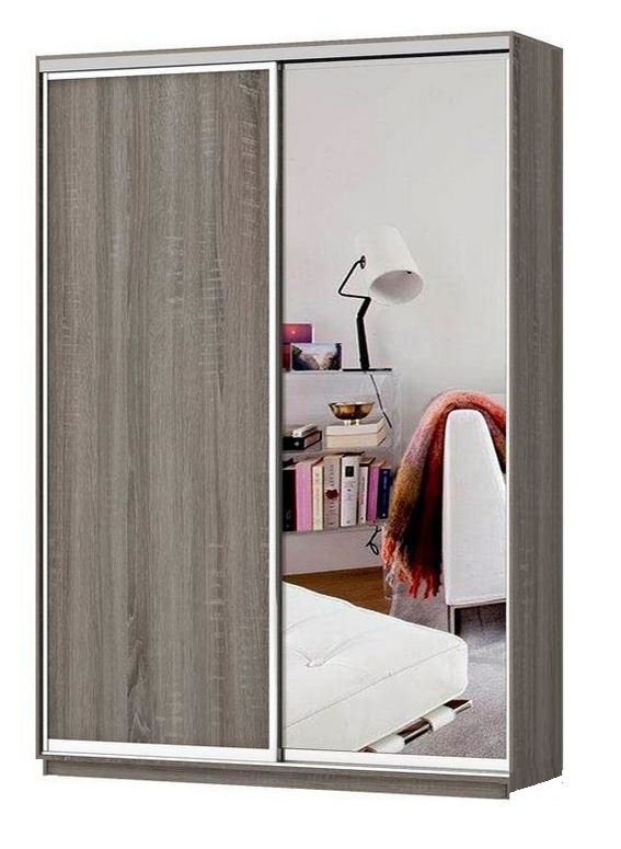 Skapis ar 2 bīdāmām durvīm un spoguli 150/240/60 cm "trifele"+2 atv.