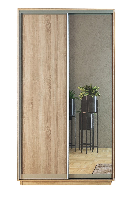 Skapis ar 2 bīdāmām durvīm un spoguli 130/240/60 cm "sonoma"+2 atv.