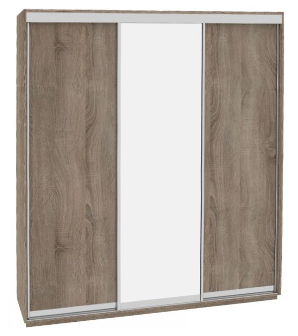 Skapis ar 3 bīdāmām durvīm un spoguli 220/240/60 cm "trifele"+2 atv.