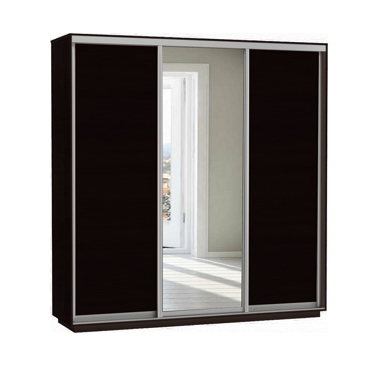 Skapis ar 3 bīdāmām durvīm un spoguli 240/240/60 cm "venge"+2 atv.