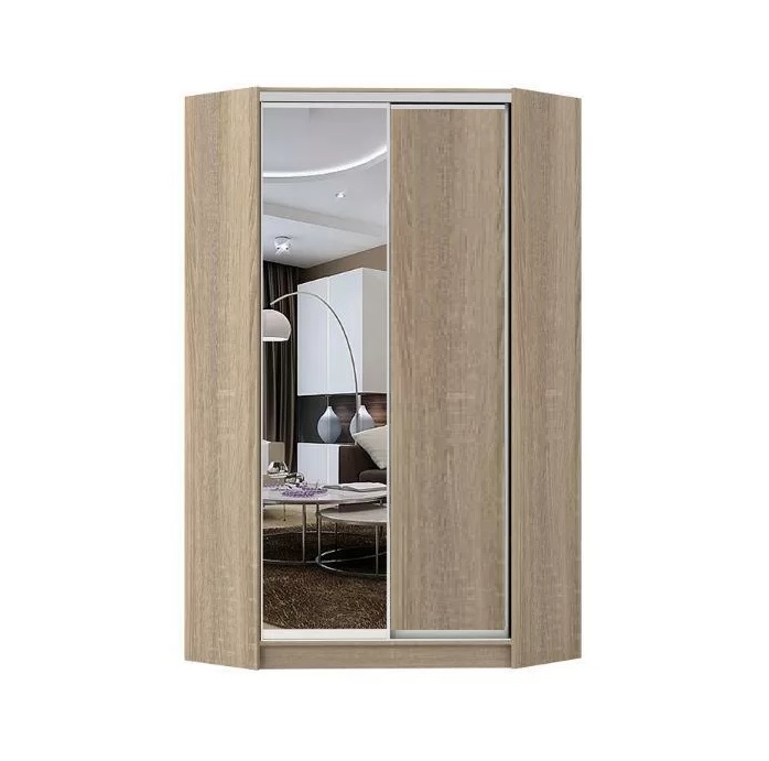 Stūra skapis ar 2 bīdāmām durvīm un spoguli 120x120/240 cm "trifele"